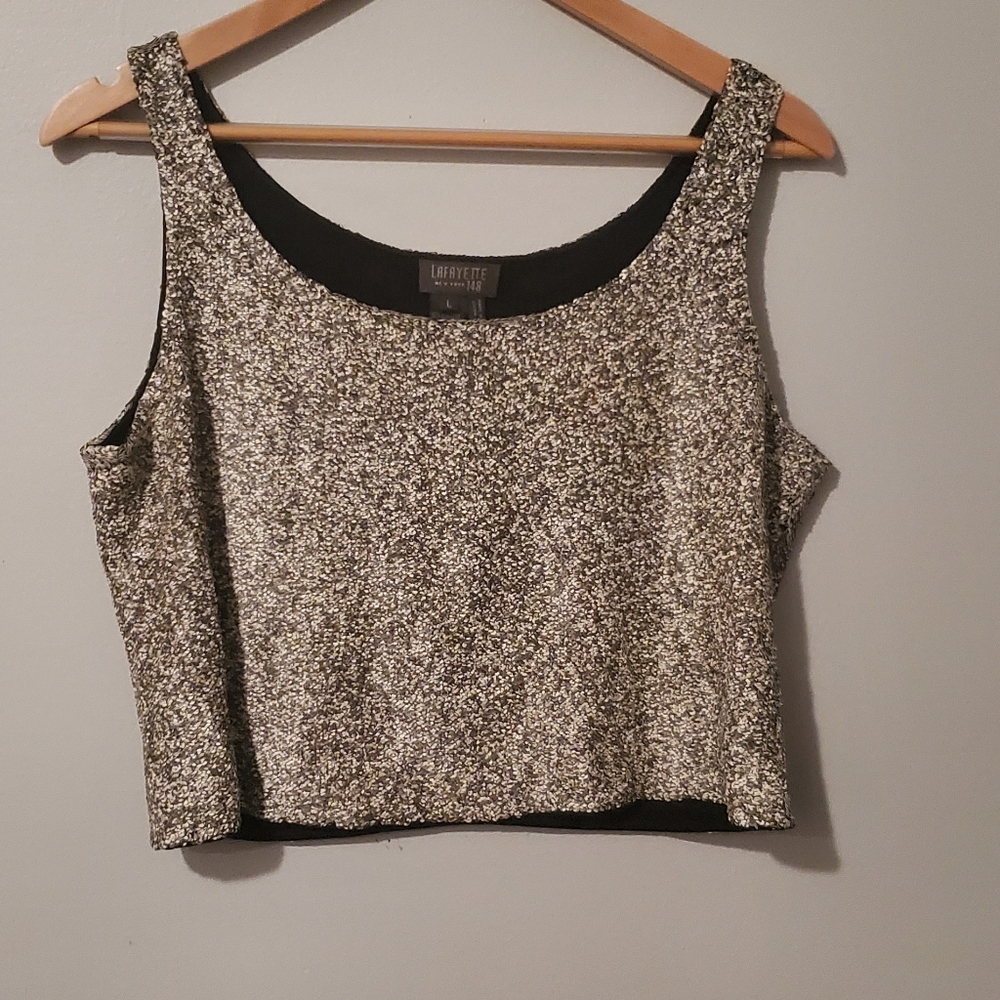 Lafeyette 148 silk sequin crop tank